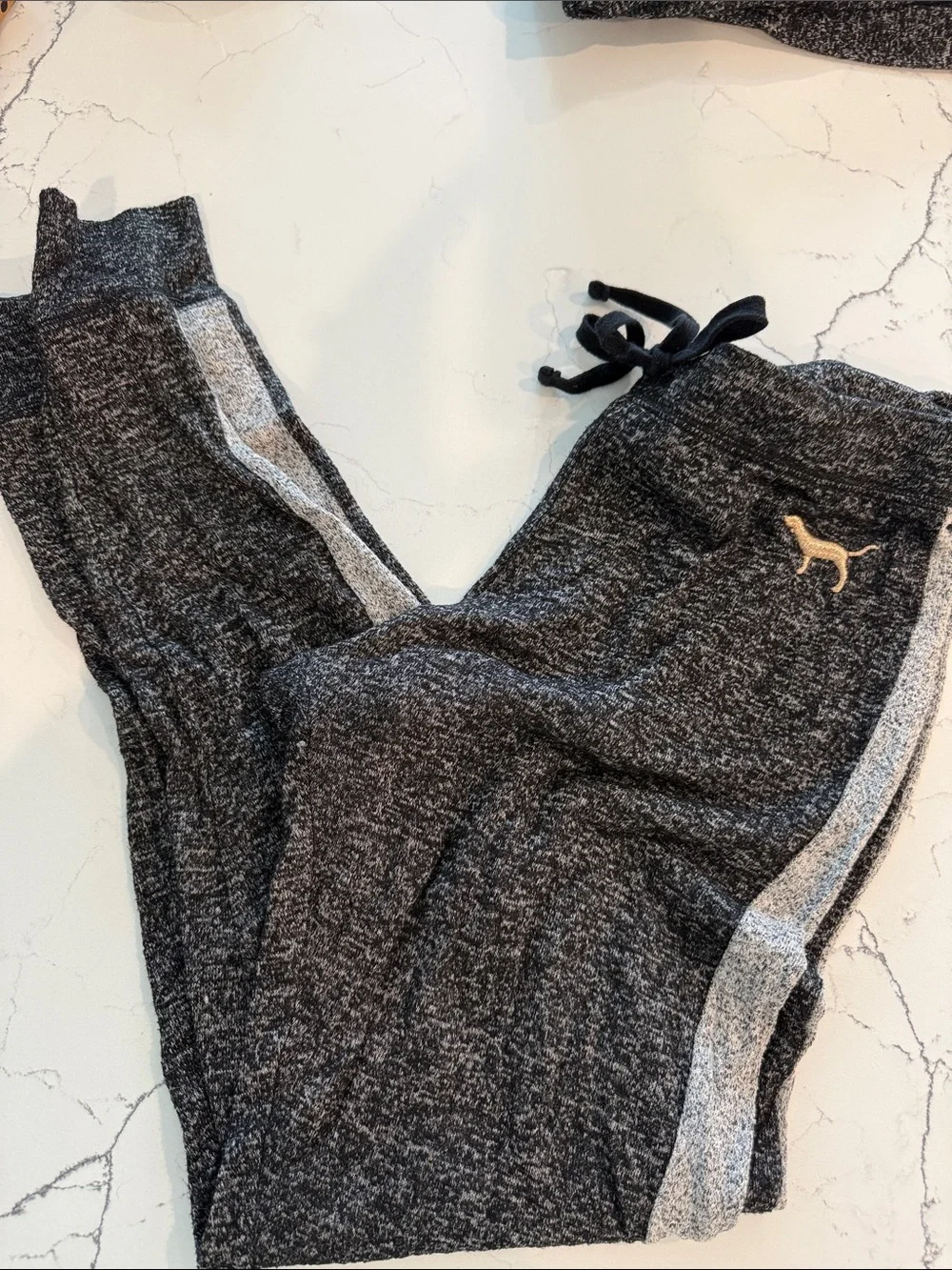PINK Victoria's Secret Charcoal Marled Long Sleeve Pajama Set